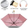 imageG4Free UPF 50 UV Protection Travel Umbrella with Wooden Handle 42 Inch Lightweight Sun Rain Folding Umbrellas Auto Open Close BlackPink