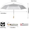 imageG4Free UPF 50 UV Protection Travel Umbrella with Wooden Handle 42 Inch Lightweight Sun Rain Folding Umbrellas Auto Open Close BlackPink