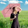 imageG4Free UPF 50 UV Protection Travel Umbrella with Wooden Handle 42 Inch Lightweight Sun Rain Folding Umbrellas Auto Open Close BlackPink