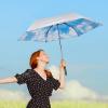 imageG4Free UPF 50 UV Protection Travel Umbrella with Wooden Handle 42 Inch Lightweight Sun Rain Folding Umbrellas Auto Open Close BlackSky