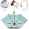 imageG4Free UPF 50 UV Protection Travel Umbrella with Wooden Handle 42 Inch Lightweight Sun Rain Folding Umbrellas Auto Open Close Lake BlueLake Blue
