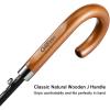 imageG4Free Wooden J Handle Umbrella 54 Inch Large Auto Open Classic Windproof Rain Stick Umbrellas for Men WomenBlack