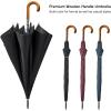 imageG4Free Wooden J Handle Umbrella 54 Inch Large Auto Open Classic Windproof Rain Stick Umbrellas for Men WomenBlack
