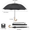 imageG4Free Wooden J Handle Umbrella 54 Inch Large Auto Open Classic Windproof Rain Stick Umbrellas for Men WomenBlack