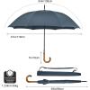 imageG4Free Wooden J Handle Umbrella 54 Inch Large Auto Open Classic Windproof Rain Stick Umbrellas for Men WomenBlue