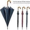imageG4Free Wooden J Handle Umbrella 54 Inch Large Auto Open Classic Windproof Rain Stick Umbrellas for Men WomenBlue