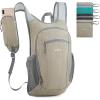 imageG4Free 15L Hiking Daypack Lightweight Travel Backpack Packable Outdoor Casual Foldable Shoulder Bag BlackBeige