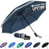 imageG4Free 42 Inch Eco Windproof Folding Umbrella for Rain ampamp Sun 9 Ribs Wind Resistant Strong Fiberglass Double Canopy with Reflective Strip for Women Men Auto Open Close For Car ampamp BackpackNavy Blue