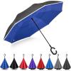 imageG4Free 4862 Inch Large Inverted Reverse Umbrella with CShaped Handle Windproof Double Layer Upside Down Car Rain Umbrellas for Men WomenRoyal Blue with Reflective Stripe