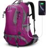 imageG4Free 50L Hiking Backpack Waterproof Daypack Outdoor Camping Climbing Backpack with Rain Cover for Men WomenRose Red