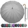 imageG4Free 54 Inch Large Windproof Umbrella for 2 Persons 16 Ribs Auto Open Classic Wooden J Handle Cane Stick Golf Rain Umbrellas for Men Women Travel 120cmGrey