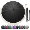 imageG4Free 54 Inch Large Windproof Umbrella for 2 Persons 16 Ribs Auto Open Classic Wooden J Handle Cane Stick Golf Rain Umbrellas for Men Women Travel 120cmIvoryBlack