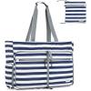 imageG4Free Beach Bag Foldable Beach Tote Bag with Zipper Waterproof Sandproof Pool BagNavy