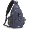 imageG4Free Canvas Sling Bag Crossbody Backpack with USB Charging Port ampamp RFID Blocking Hiking Daypack Chest Bag for Women MenDark Blue
