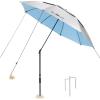 imageG4Free Heavy Duty Beach Umbrella for Sand UPF 50 UV Protection Sun Shelter Double Canopy with Air Vent and Push Button Tilt 65 ft Portable Parasols with Carry Bag for Outdoor Patio PoolLight BlueSilver