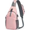 imageG4Free Sling Bag RFID Crossbody Sling Backpack with USB Charging Port Travel Hiking Daypack Shoulder Chest Bag for Women MenBlackPink