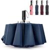 imageG4Free UPF 50 UV Protection 54 Inch Large Reverse Travel Umbrella 10 Ribs Windproof Compact Sun Blocking Inverted Car Umbrellas Automatic Open Close BlackSilverBlue