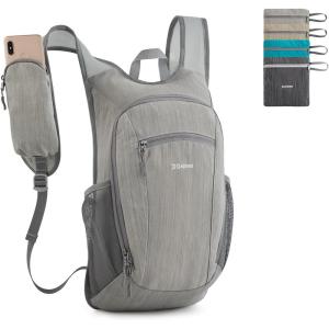 imageG4Free 15L Hiking Daypack Lightweight Travel Backpack Packable Outdoor Casual Foldable Shoulder Bag BlackGrey