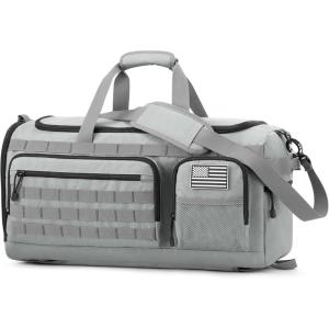imageG4Free 3in1 Travel Duffle Bag for Men and Women 50L Large Gym Sports Bags Tactical Military Duffle Backpack with Shoes Compartment and Wet Pocket BlackLight Grey