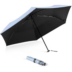 imageG4Free 43 Inch Mini Travel Umbrella Compact Ultralight UPF 50 UV Protection Carbon Fiber Super Slim Small Umbrella Weighs Only 4 ozBlackoutPlaid Blue