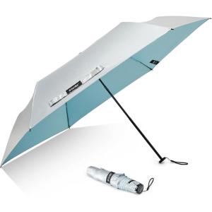 imageG4Free 43 Inch Mini Travel Umbrella Compact Ultralight UPF 50 UV Protection Carbon Fiber Super Slim Small Umbrella Weighs Only 4 ozUV SilverLight Blue
