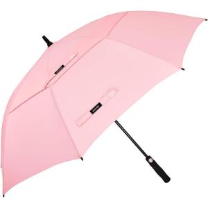 imageG4Free 47546268 Inch Automatic Open Golf Umbrella Oversize Extra Large Double Canopy Vented Windproof Waterproof Stick UmbrellasLight Pink