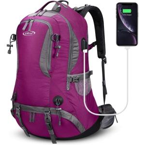 imageG4Free 50L Hiking Backpack Waterproof Daypack Outdoor Camping Climbing Backpack with Rain Cover for Men WomenRose Red