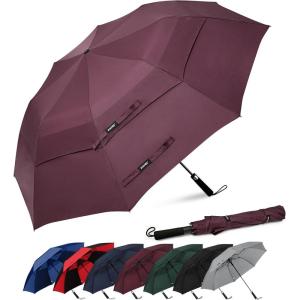 imageG4Free 62 Inch Portable Golf Umbrella Large Oversize Double Canopy Vented Windproof Waterproof Automatic Open Stick Umbrellas for Men and WomenWine RedWine Red