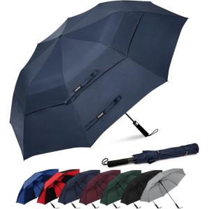 imageG4Free 62 Inch Portable Golf Umbrella Large Oversize Double Canopy Vented Windproof Waterproof Automatic Open Stick Umbrellas for Men and WomenWine RedDark Blue