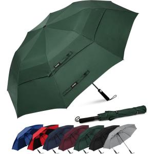 imageG4Free 62 Inch Portable Golf Umbrella Large Oversize Double Canopy Vented Windproof Waterproof Automatic Open Stick Umbrellas for Men and WomenWine RedDark Green