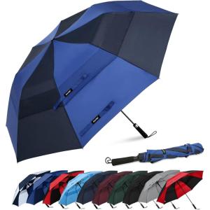 imageG4Free 62 Inch Portable Golf Umbrella Large Oversize Double Canopy Vented Windproof Waterproof Automatic Open Stick Umbrellas for Men and WomenWine RedBlueNavy