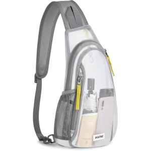 imageG4Free Clear Fanny pack Mesh Sling bag Transparent Bag With Adjustable Strap Purse For Travel Festivals Sports Party GreyGrey