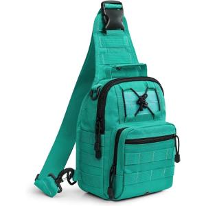imageG4Free Outdoor Tactical Bag Backpack Military Sport Bag Pack Sling Shoulder Backpack Tactical Bag for Every Day CarryPeacock Green