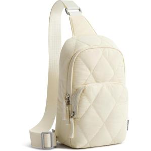 imageG4Free Sling Bag for Women Casual Quilted Puffer Crossbody Purse Lightweight Fanny Packs for Daily Travel WorkBeige