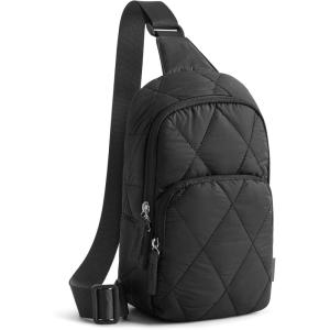 imageG4Free Sling Bag for Women Casual Quilted Puffer Crossbody Purse Lightweight Fanny Packs for Daily Travel WorkBlack