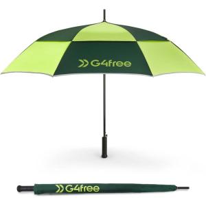 imageG4Free Strongest Golf Umbrella with Full Carbon Fiber Wellconstructed ampamp Super Lightweight ampamp Windproof Double Vented Mesh Canopy Large 62 Inch Oversized Stick Umbrellas for Rain Sun Automatic OpenFluorescentDark Green