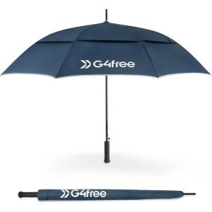 imageG4Free Strongest Golf Umbrella with Full Carbon Fiber Wellconstructed ampamp Super Lightweight ampamp Windproof Double Vented Mesh Canopy Large 62 Inch Oversized Stick Umbrellas for Rain Sun Automatic OpenNavy Blue