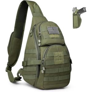 imageG4Free Tactical EDC Sling Backpack Military Rover Shoulder Sling Bag Pack with Pistol Holster for Concealed CarryNew Army Green