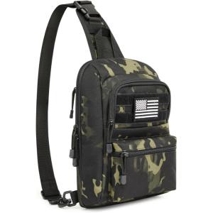 imageG4Free Tactical Sling Bag Backpack EDC Concealed Carry Bag Small Crossbody Shoulder Chest PackBlack Camo