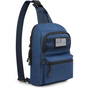 imageG4Free Tactical Sling Bag Backpack EDC Concealed Carry Bag Small Crossbody Shoulder Chest PackDark Blue