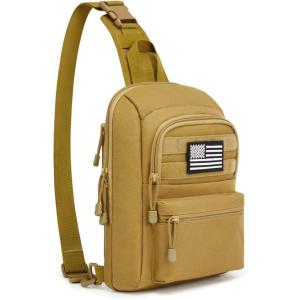 imageG4Free Tactical Sling Bag Backpack EDC Concealed Carry Bag Small Crossbody Shoulder Chest PackTan