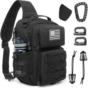 imageG4Free Tactical Sling Bag for Men Women EDC Concealed Carry Bag with Molle Crossbody Shoulder Pack BlackBlack