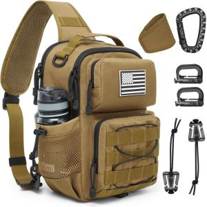 imageG4Free Tactical Sling Bag for Men Women EDC Concealed Carry Bag with Molle Crossbody Shoulder Pack BlackKhaki