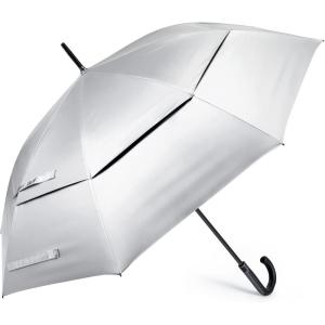 imageG4Free UPF 50 52 Inch UV Protection Umbrella Automatic Open Hook Handle J Stick Golf Umbrellas for Rain Sun ampamp Wind ProtectionSilverBlackSilverGreen