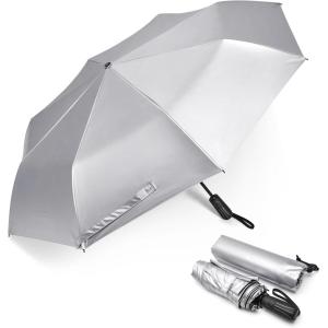 imageG4Free UPF 50 UV Protection Large Travel Umbrella 46 Inch Double Layer Auto Open Close Windproof Sun Blocking UmbrellaBlack