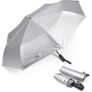 imageG4Free UPF 50 UV Protection Large Travel Umbrella 46 Inch Double Layer Auto Open Close Windproof Sun Blocking UmbrellaBlue