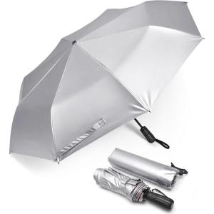 imageG4Free UPF 50 UV Protection Large Travel Umbrella 46 Inch Double Layer Auto Open Close Windproof Sun Blocking UmbrellaPink