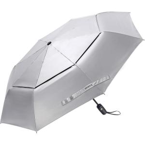 imageG4Free UPF 50 UV Protection Travel Umbrella 4246 Inch Windproof Silver Coating Sun Blocking UmbrellaSilverSky Blue