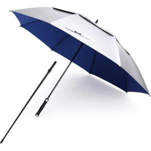 imageG4Free Vented UV GolfBeach Umbrella 68quot Arc Auto Open Oversize Extra Large Windproof Sun Shade Rain UmbrellasSilverBlue
