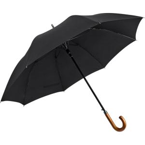 imageG4Free Wooden J Handle Umbrella 54 Inch Large Auto Open Classic Windproof Rain Stick Umbrellas for Men WomenBlack
